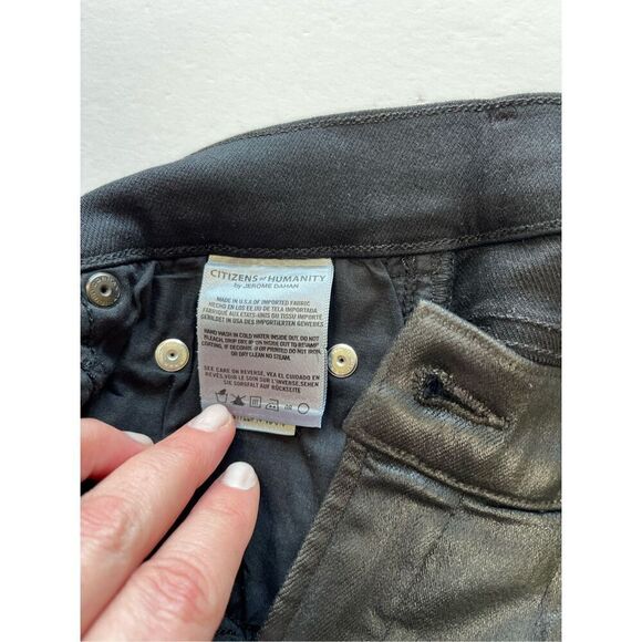 Citizens of Humanity Rocket High Rise Skinny Black Leatherette Jeans Size 31 - Picture 10 of 14
